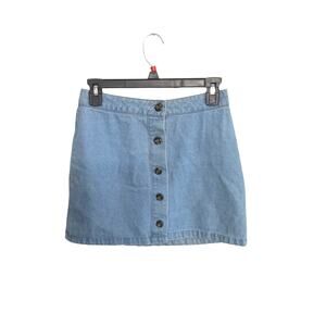 Flirty denim mini skirt Size 4 Button up vintage light wash lightweight western